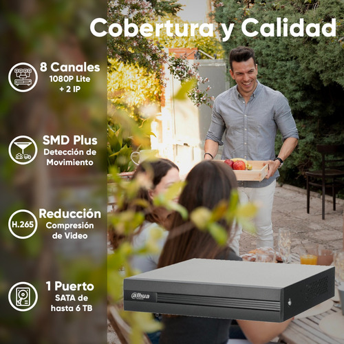 Kit Cctv Dahua Dvr 8 Ch 2mp Wizsense Y 8 Camaras Metalicas