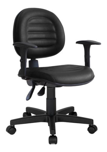 Imagem 1 de 3 de Cadeira de escritório Qualiflex  com costura ergonômica  preta com estofado de couro