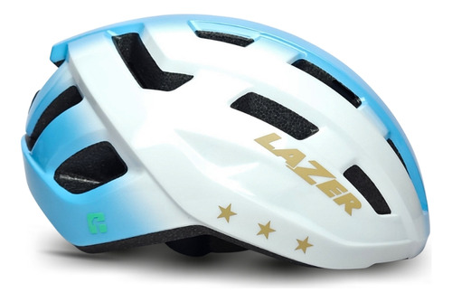 Casco Mtb Lazer Tempo Arg. World Champ. Celeste Y Blanco