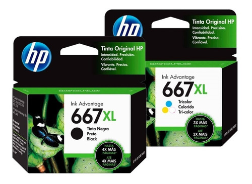 Pack Cartucho Hp 667xl  Negro + Tricolor De Alto Rendimiento