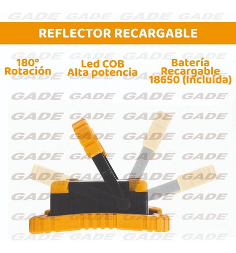 Imagen 6 de 10 de Reflector Led Portatil Recargable 10w Usb Luz Fria Jieli