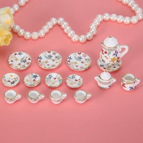 Té De Flores De Porcelana En Miniatura 1:12 De Dollhouse Kit