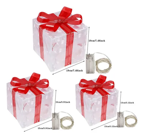 Caja De Regalo Iluminada Con Luces Led, Adorno Navideño