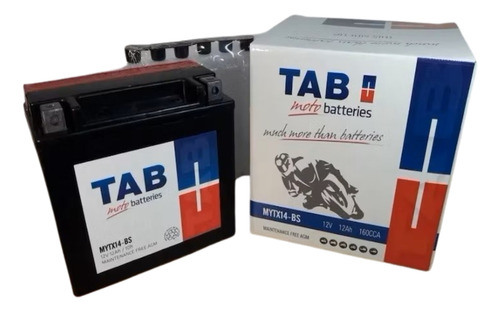 Batería De Moto Ytx14-bs 12v 12a Agm Tab Libre Mantención