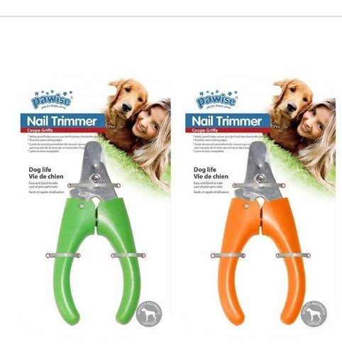 Imagen 2 de 3 de Cortadora De Uñas Para Perro Color Verde Y Naranja 15 Cm