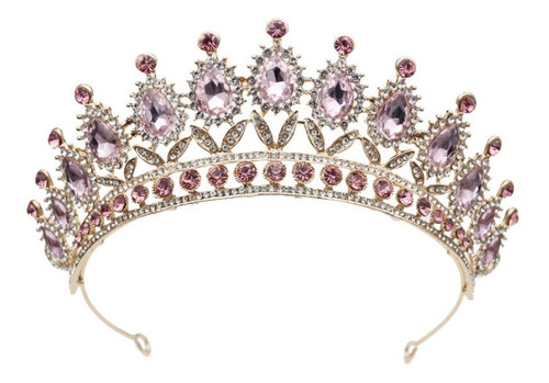 Corona Tiara Reina Nupcial Lujo Certamen Novia Xv I151 Rosa