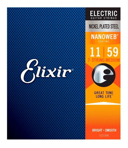 Encordoamento Elixir Guitarra 7 Cordas 011 Nanoweb 12106