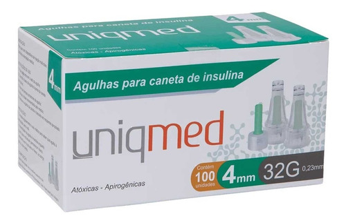 Agulha Para Caneta De Insulina 4mm 32g C/100un Uniqmed