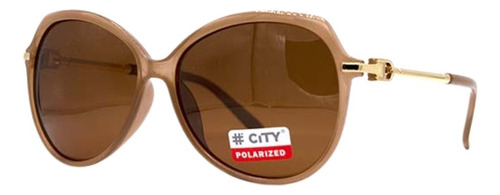 Lentes De Sol City 17495 Color Marrón Y Dorado C2