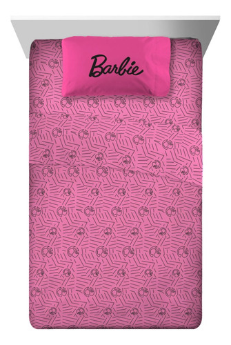 Set De Sabanas Barbie Rosa 4 Pz P/ Niña Cama Matrimonial *sk