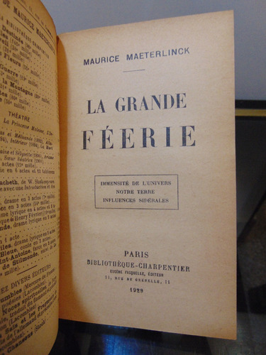 Adp La Grande Féerie Maurice Maeterlinck / Ed. Frasquelle