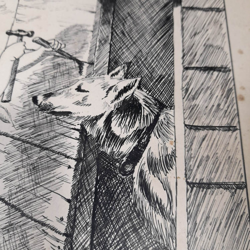 Imagem 3 de 7 de Pintura Desenho Bico De Pena Nanquim Datado 1953 Antigo