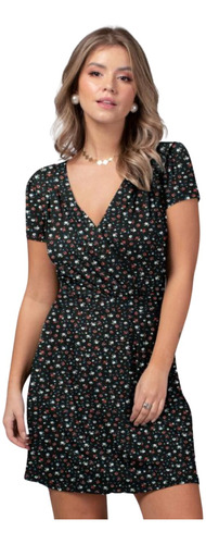 Vestido Acinturado Com Decote Transpassado Plus Size 1243412