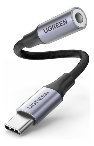 Adaptador Ugreen USB C A Jack 3.5mm Audífonos Chip DAC Color Plateado