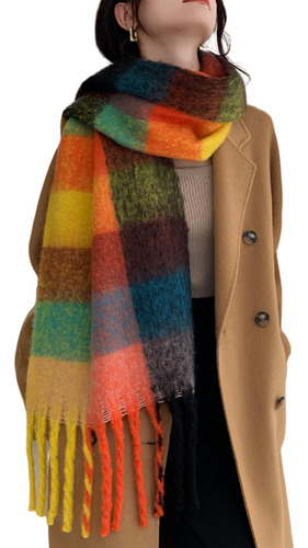 Bufanda Cálida Invierno Mujer Wander Agio Chal Largo Cuadros Color Diseño De La Tela Talle