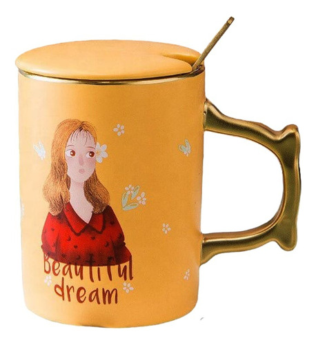 Set Taza De Cerámica+cucharita Fantastic Girls 360ml Celeste