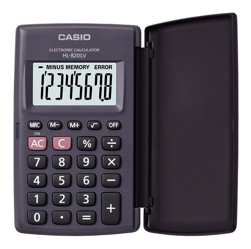 Calculadora Casio Hl820lv Con Tapita - Taggershop Color Bk- Negro
