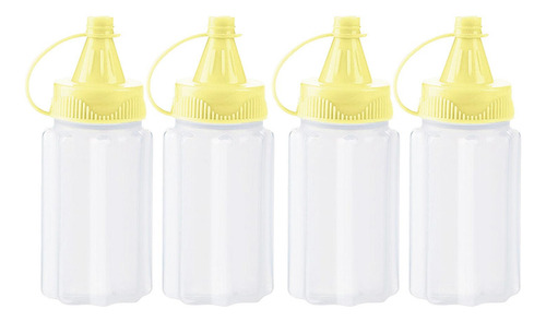 4 Botellas Pequeñas Exprimibles, Tarros De Botella Amarilla