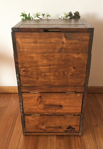 Imagen 2 de 6 de Compostera Abonia Madera Reciclada 60 L Vertical