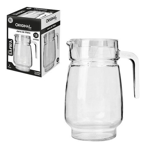 Jarra De Vidro Lisa Com Tampa De Acrílico Glass 1,8l