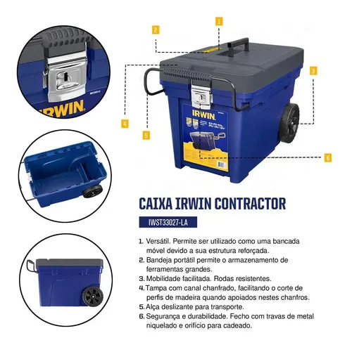 Caixa Ferramentas Profissional Gigante Suporta 130kg Irwin