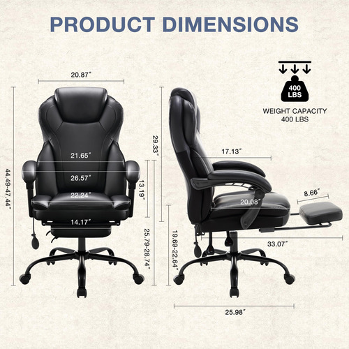 Silla De Oficina Ejecutiva Alta Reclinable Con Reposapiés
