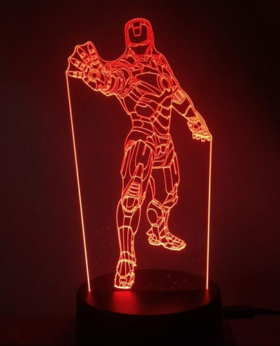 Lámpara Led 3d Iron Man Silueta