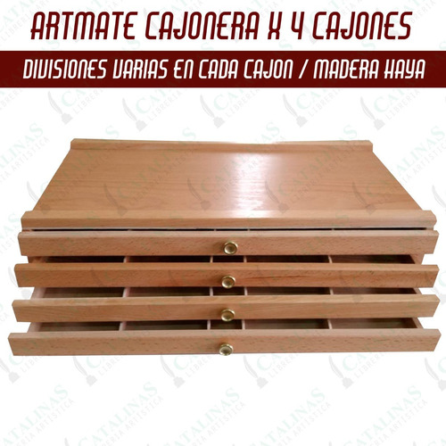 Estuche Madera Con 4 Cajones +divisiones Artmate Microcentro