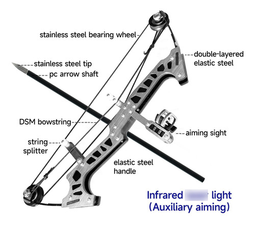 Set De Arcos De Caza Compound Bow Acero Inoxidable Profesion Negro Ambidiestro