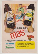 Comprar Cerveza Doble Uruguaya 3 Hojas De Publicidad Vintage Años 60