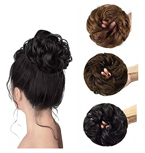 Zmva 100 Humano Cabello Messy Bun Curly Drawstring 9ppzf