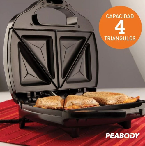 Imagen 5 de 10 de Sandwichera Eléctrica Peabody Placas Antiadherente Pe-s6191