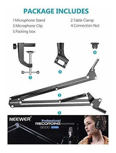 Neewer: Micrófono Ajustable De Suspension Boom Scissor Arm
