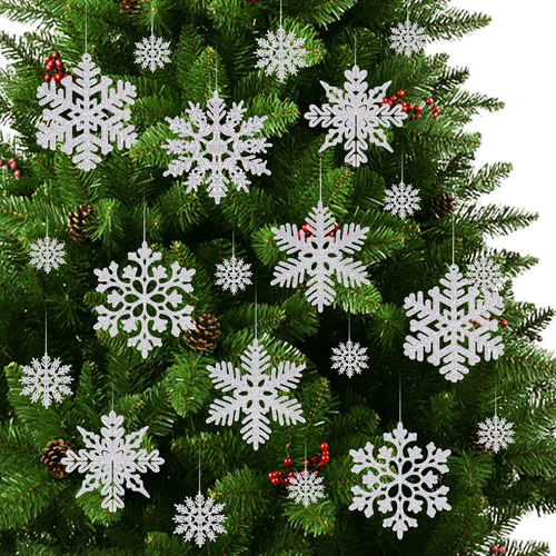 Adorno Copo Nieve Plateado Navidad Decoracion Plastico Arbol