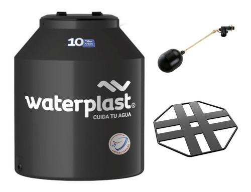 Tanque Clásico Bicapa Waterplast 600lts + Base + Flotante Color Negro