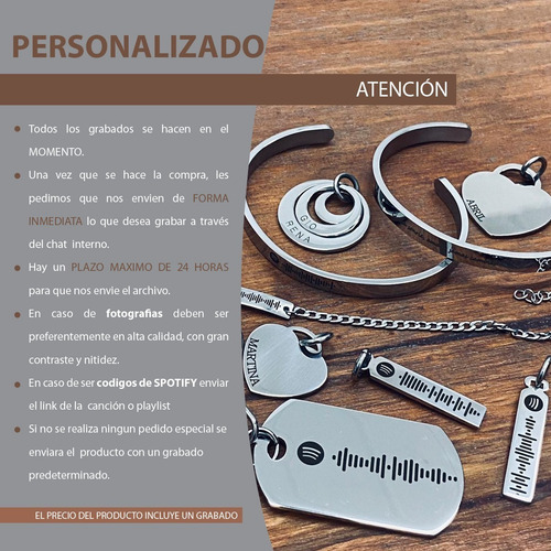 Imagen 3 de 5 de Pulsera Mujer Personalizada Rolo 2 Corazones Dia De La Madre