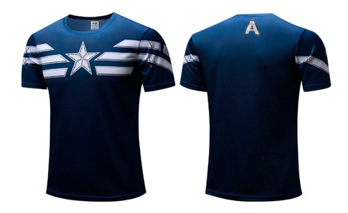 Camisas Capitão America Marinho - Poliéster