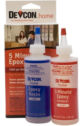 Devcon Epoxy, 5 Minute Epoxy, 2 Botellas 8.5 Fl Oz (250ml)