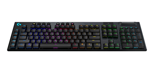 Teclado gamer bluetooth Logitech Serie G G915 QWERTY GL Tactile inglés US color negro con luz RGB