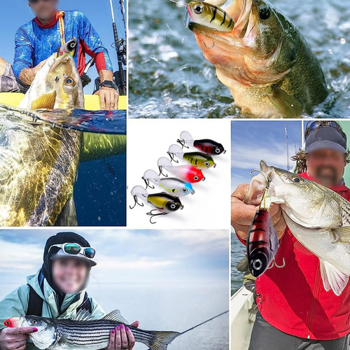 5 Señuelos De Pesca Topwater Con Ganchos Bkk, 8 Cm/11,5 G, S