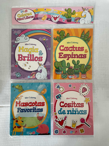 Paquete 8 Mini Libros Para Colorear Niños 