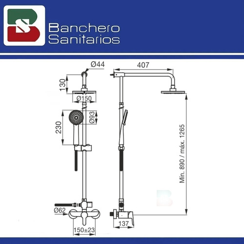 Grifería Fv Puelo Para Bañera Ducha Exterior C/barral 312/b5