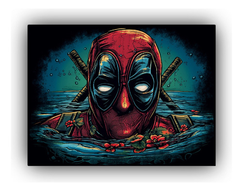 Arte De Pared Ilustracion Deadpool Personalizada 60x40cm