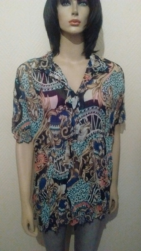 Blusa Gasa Tipo Chomba Talle Especial Mangas Corta