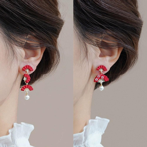 1 Par De Pendientes De Novia En Forma De Abanico De Estilo C