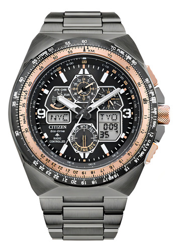 Citizen Promaster Sky 35th Anniversary Ld Edition Jy8146-54e Correa Negro Ip Bisel Negro Ip Fondo Negro