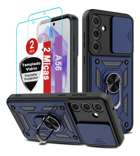 Funda Para Samsung Galaxy A56 5g Con Uso Rudo Carcasa Case + 2micas