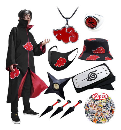 Kit Ninja De Goma Kunai Naruto Para Niños Akatsuki Cloak 60