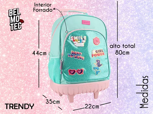 Mochila Colegio Mujer Niña Rueditas Manija Ruedas Refordazas Color 27345  Rosa