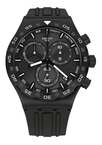 Reloj Swatch Tekno Black De Hombre Todo Negro Crono Yvb409